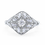 Art Deco Ring Marquise Filigree Round Cubic Zirconia 925 Sterling Silver Choose Color
