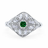 Art Deco Ring Marquise Filigree Round Cubic Zirconia 925 Sterling Silver Choose Color