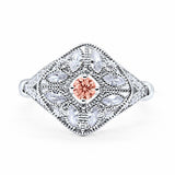 Art Deco Ring Marquise Filigree Round Cubic Zirconia 925 Sterling Silver Choose Color