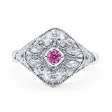 Art Deco Ring Marquise Filigree Round Cubic Zirconia 925 Sterling Silver Choose Color
