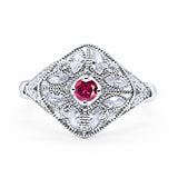Art Deco Ring Marquise Filigree Round Cubic Zirconia 925 Sterling Silver Choose Color