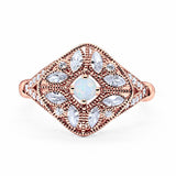Art Deco Ring Marquise Filigree Round Cubic Zirconia 925 Sterling Silver Choose Color