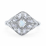 Art Deco Ring Marquise Filigree Round Cubic Zirconia 925 Sterling Silver Choose Color