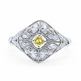 Art Deco Ring Marquise Filigree Round Cubic Zirconia 925 Sterling Silver Choose Color