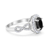 Infinity Art Deco Wedding Ring Oval Simulated Cubic Zirconia 925 Sterling Silver