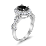 Infinity Art Deco Wedding Ring Oval Simulated Cubic Zirconia 925 Sterling Silver