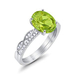 Two Piece Art Deco Oval Solid Engagement Ring Simulated CZ 925 Sterling Silver