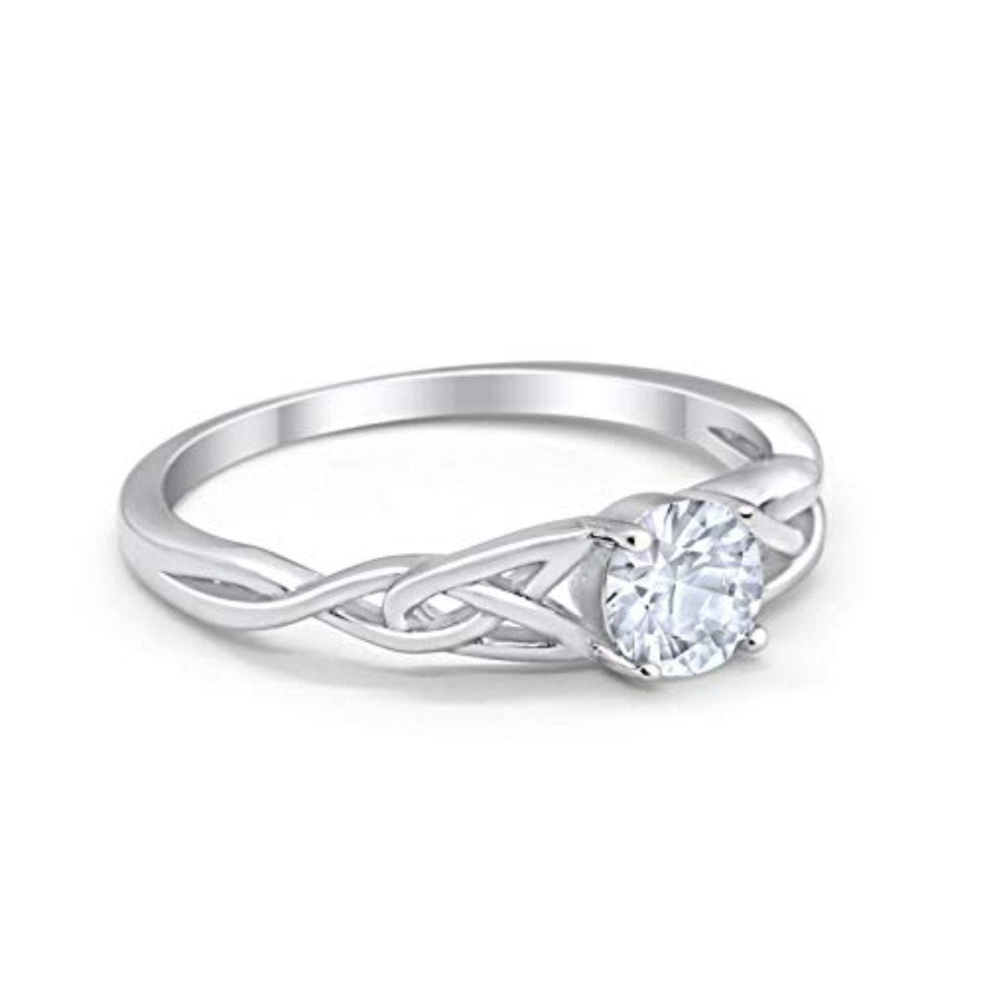 Solitaire Trinity Engagement Ring Simulated Cubic Zirconia 925 Sterling Silver