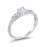 Solitaire Trinity Engagement Ring Simulated Cubic Zirconia 925 Sterling Silver