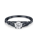 Solitaire Trinity Engagement Ring Simulated Cubic Zirconia 925 Sterling Silver