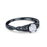 Solitaire Trinity Engagement Ring Simulated Cubic Zirconia 925 Sterling Silver