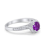 Halo Art Deco Engagement Ring Round Simulated Cubic Zirconia 925 Sterling Silver