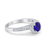 Halo Art Deco Engagement Ring Round Simulated Cubic Zirconia 925 Sterling Silver