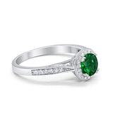 Halo Art Deco Engagement Ring Round Simulated Cubic Zirconia 925 Sterling Silver