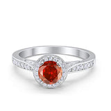 Halo Art Deco Engagement Ring Round Simulated Cubic Zirconia 925 Sterling Silver