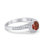 Halo Art Deco Engagement Ring Round Simulated Cubic Zirconia 925 Sterling Silver