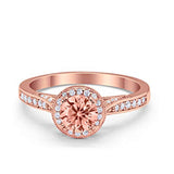 Halo Art Deco Engagement Ring Round Simulated Cubic Zirconia 925 Sterling Silver