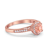 Halo Art Deco Engagement Ring Round Simulated Cubic Zirconia 925 Sterling Silver