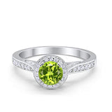 Halo Art Deco Engagement Ring Round Simulated Cubic Zirconia 925 Sterling Silver