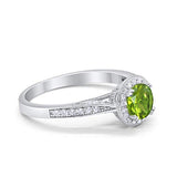 Halo Art Deco Engagement Ring Round Simulated Cubic Zirconia 925 Sterling Silver