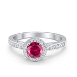 Halo Art Deco Engagement Ring Round Simulated Cubic Zirconia 925 Sterling Silver
