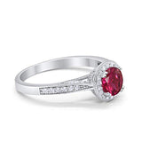 Halo Art Deco Engagement Ring Round Simulated Cubic Zirconia 925 Sterling Silver