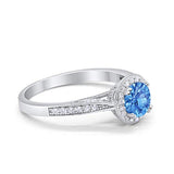 Halo Art Deco Engagement Ring Round Simulated Cubic Zirconia 925 Sterling Silver