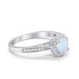 Halo Art Deco Engagement Ring Round Simulated Cubic Zirconia 925 Sterling Silver