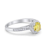 Halo Art Deco Engagement Ring Round Simulated Cubic Zirconia 925 Sterling Silver