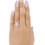 Teardrop Art Deco Bridal Set Wedding Ring Band Pear Cubic Zirconia 925 Sterling Silver