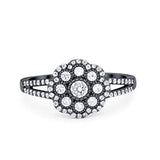 Art Deco Antique Style Wedding Engagement Ring Round Cubic Zirconia 925 Sterling Silver