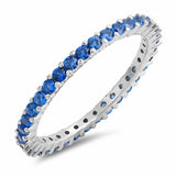Full Eternity Stackable Wedding Band Ring 925 Sterling Silver