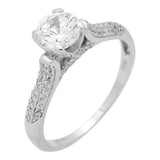 Solitaire Accent Wedding Engagement Ring Round Dazzling Cubic Zirconia 925 Sterling Silver