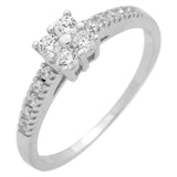 4-Stone Wedding Engagement Ring Round Cubic Zirconia Accent 925 Sterling Silver