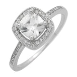 Halo Wedding Engagement Ring Princess Cut Round Colored Cubic Zirconia 925 Sterling Silver