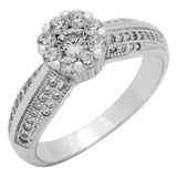 9-Stone Cluster Engagement Ring Solitaire Halo Accent Round CZ Dazzling .925 Sterling Silver