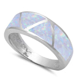 Half Eternity Ring Band with Lab Created Opal in 925 Sterling Silver