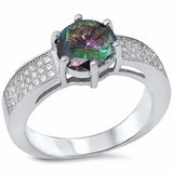 Solitaire Accent Wedding Ring Round Simulated Cubic Zirconia 925 Sterling Silver