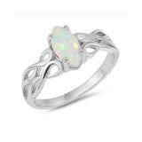 Solitaire Ring Marquise Lab Created Black Opal Celtic Shank 925 Sterling Silver - Blue Apple Jewelry