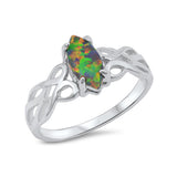 Solitaire Ring Marquise Lab Created Black Opal Celtic Shank 925 Sterling Silver - Blue Apple Jewelry