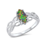 Solitaire Ring Marquise Lab Created Black Opal Celtic Shank 925 Sterling Silver