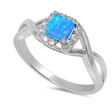 Solitaire Infinity Shank Ring Princess Cut Simulated Stone 925 Sterling Silver Choose Color