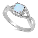 Solitaire Infinity Shank Ring Princess Cut Simulated Stone 925 Sterling Silver Choose Color