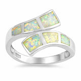 Fashion Wrap Bypass Design Ring Lab Created Opal 925 Sterling Silver  (15mm)