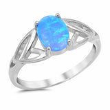 Solitaire Celtic Ring Oval Lab Created Opal 925 Sterling Silver (8 mm)