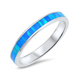 2mm Full Eternity Stackable Band Ring Lab Created Opal 925 Sterling Silver Choose Color - Blue Apple Jewelry