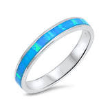 2mm Full Eternity Stackable Band Ring Lab Created Opal 925 Sterling Silver Choose Color - Blue Apple Jewelry