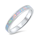 2mm Full Eternity Stackable Band Ring Lab Created Opal 925 Sterling Silver Choose Color - Blue Apple Jewelry