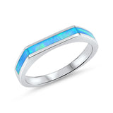 New Design Half Eternity Band Ring Lab Created Opal 925 Sterling Silver Choose Color - Blue Apple Jewelry