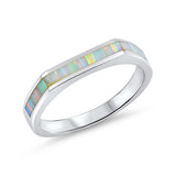 New Design Half Eternity Band Ring Lab Created Opal 925 Sterling Silver Choose Color - Blue Apple Jewelry